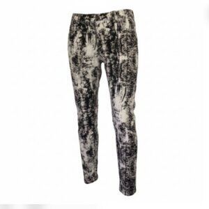 Women’s Stretch Jegging Jeans Size L Black White Pattern Zip Pocket Pull On